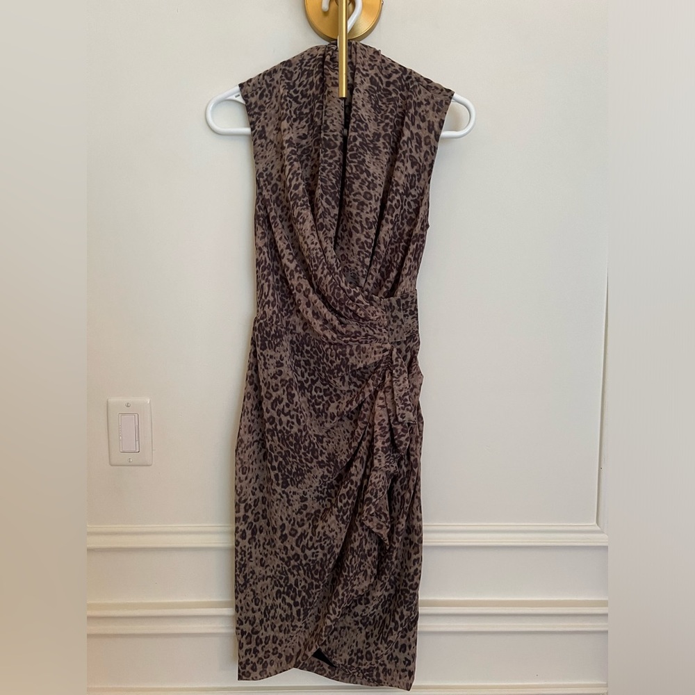 All Saints Leopard Print Tulip Dress